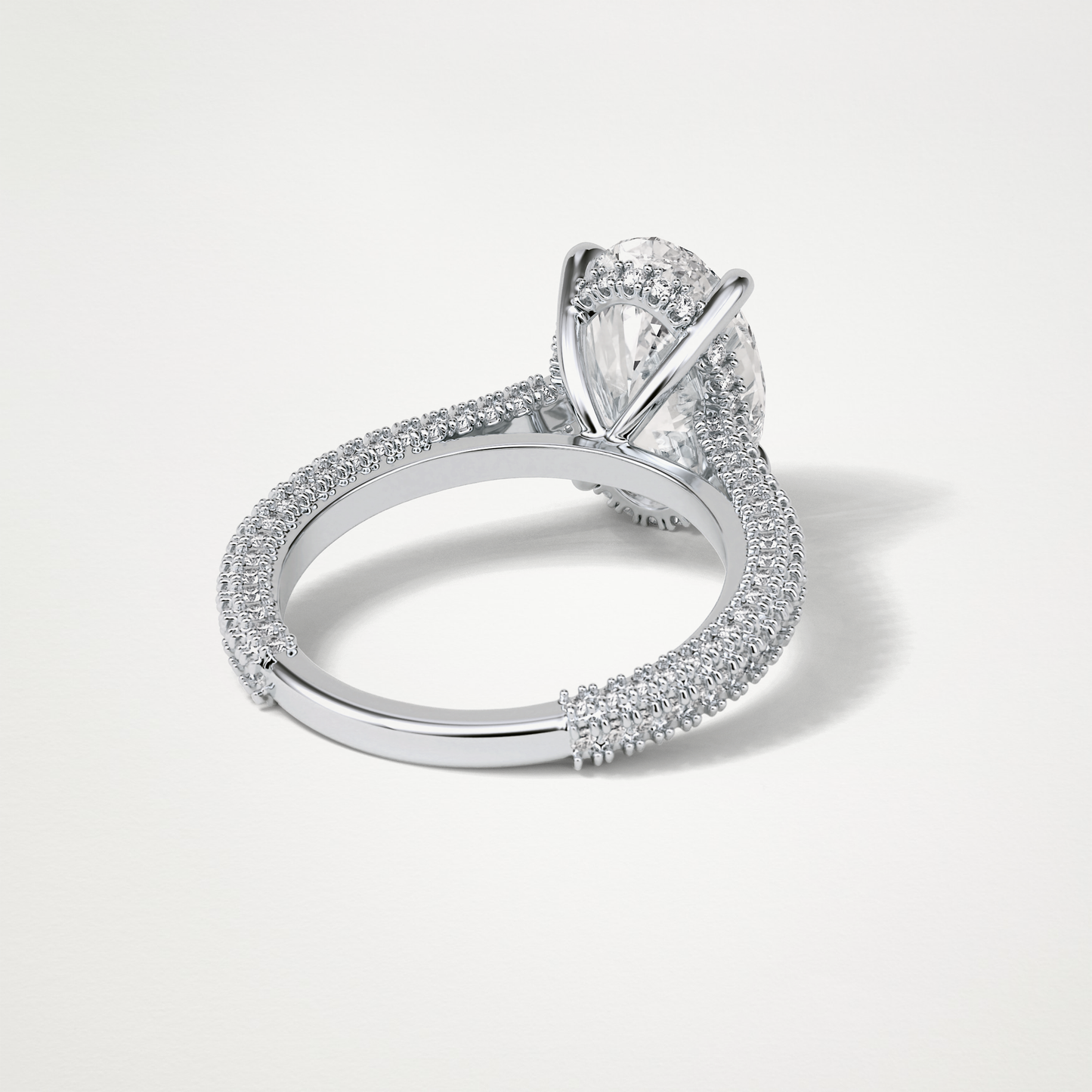 Oval Pave & Hidden Halo Lab Grown Diamond Engagement Ring