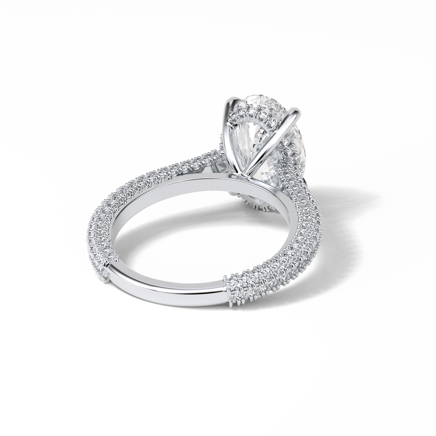 Oval Pave & Hidden Halo Lab Grown Diamond Engagement Ring