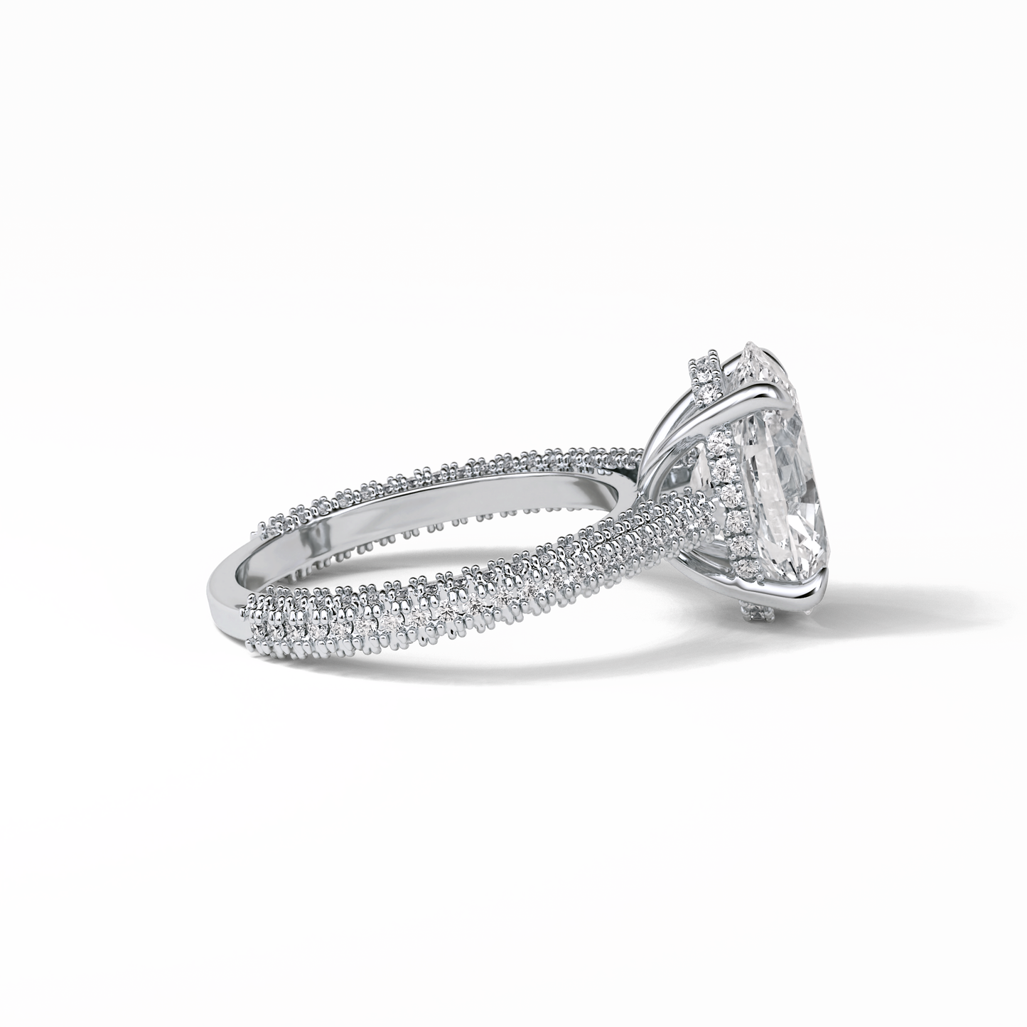 Oval Pave & Hidden Halo Lab Grown Diamond Engagement Ring