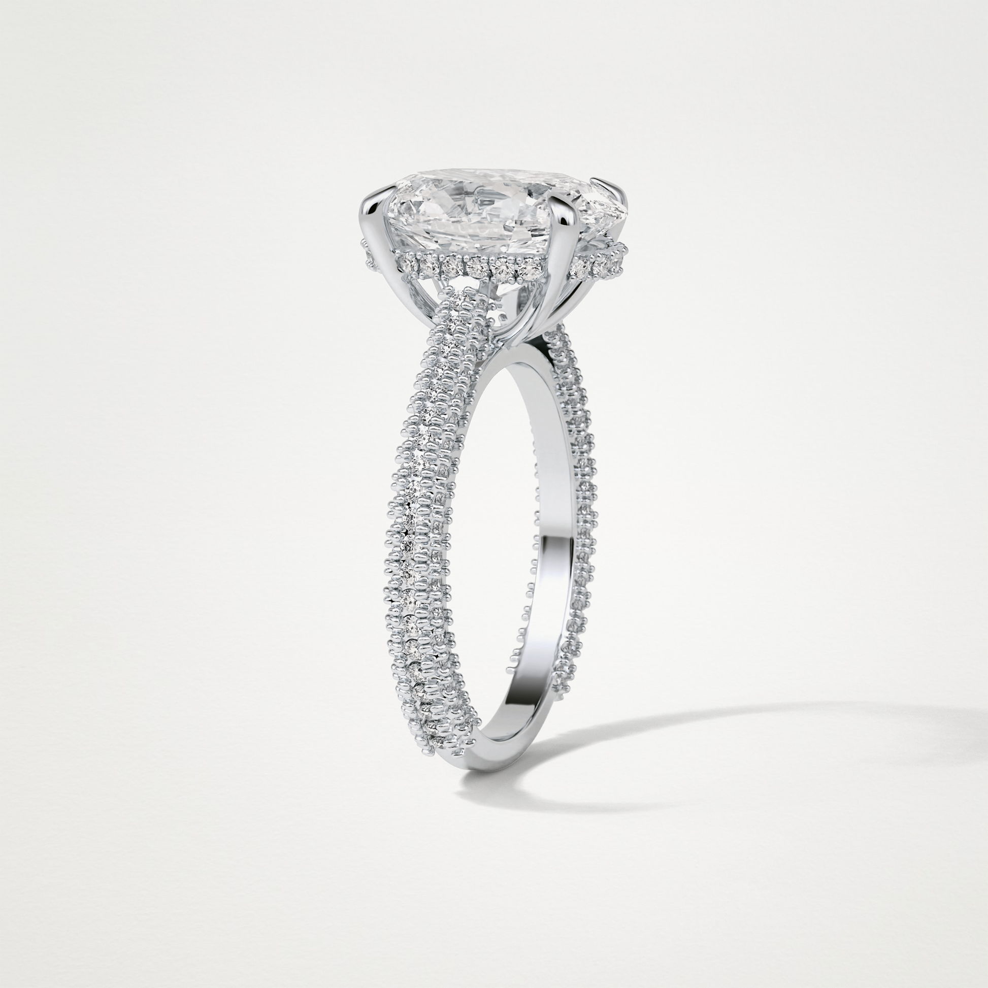 Oval Pave & Hidden Halo Lab Grown Diamond Engagement Ring