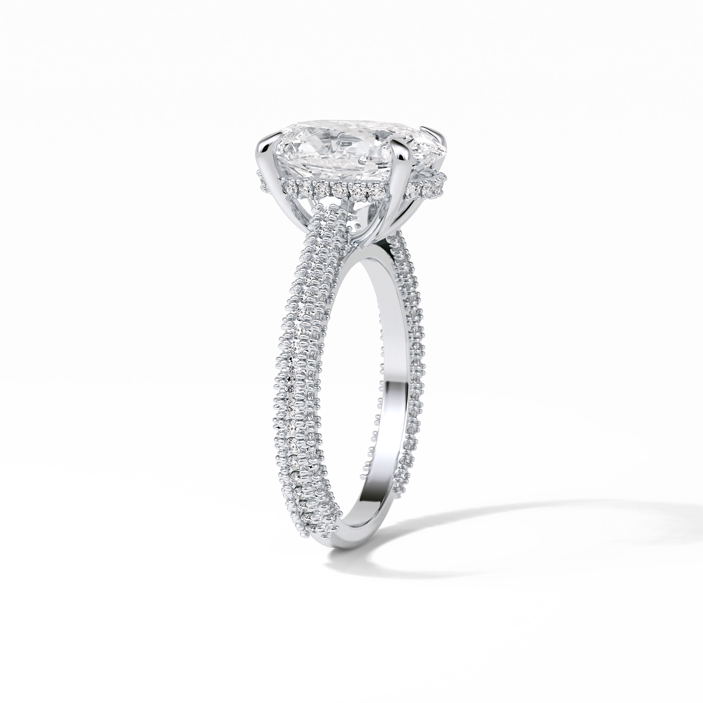 Oval Pave & Hidden Halo Lab Grown Diamond Engagement Ring