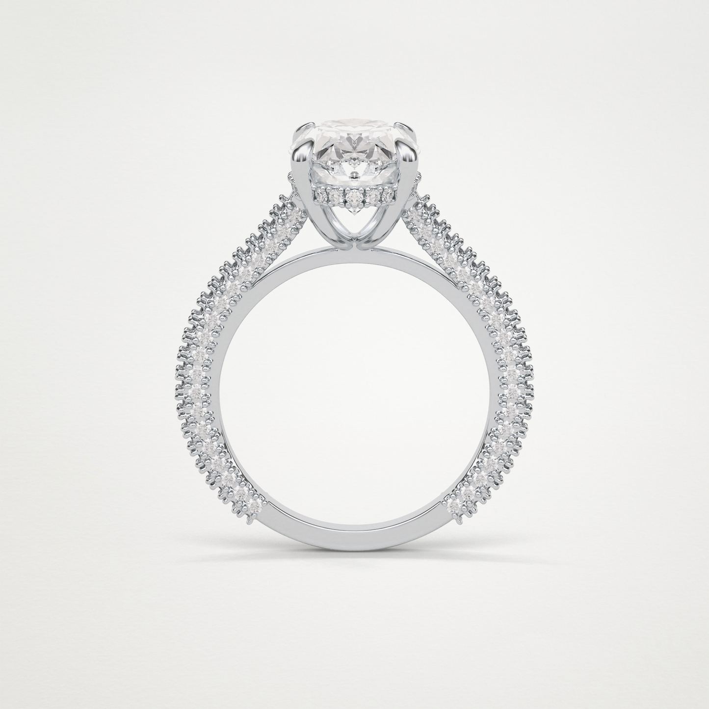 Oval Pave & Hidden Halo Lab Grown Diamond Engagement Ring