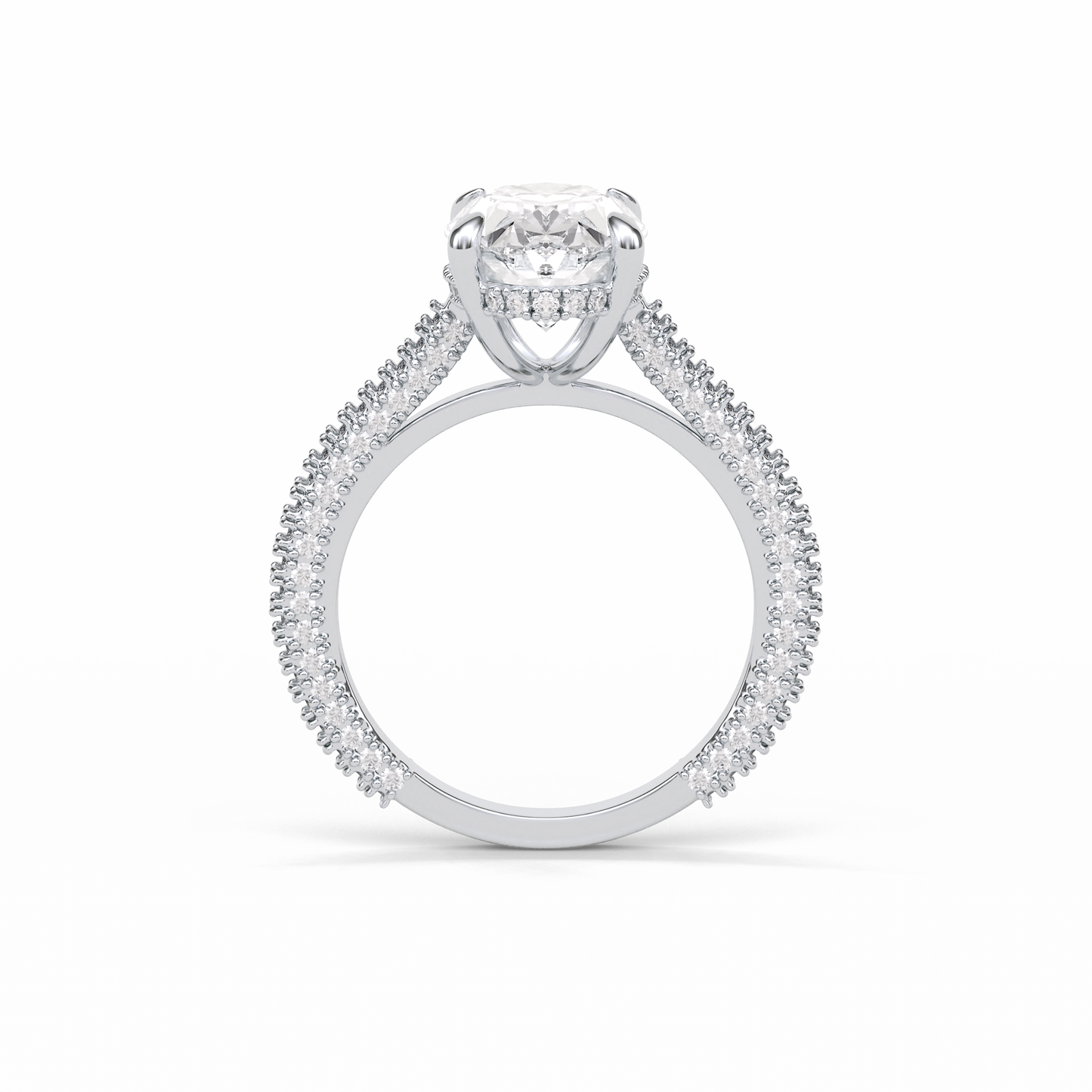 Oval Pave & Hidden Halo Lab Grown Diamond Engagement Ring