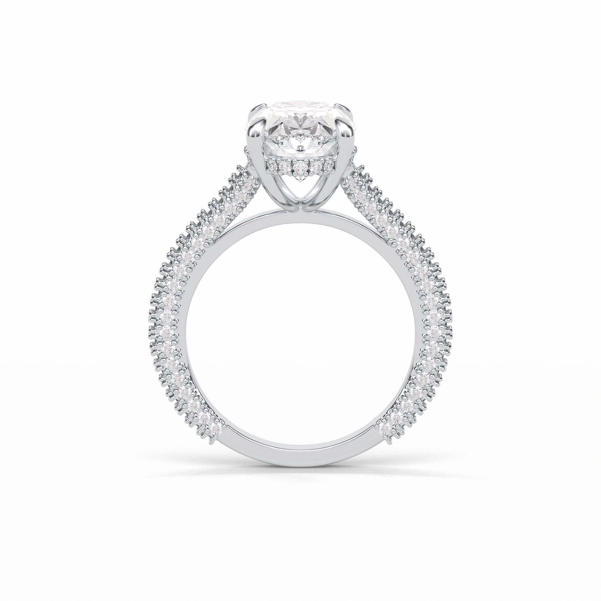 Oval Pave & Hidden Halo Lab Grown Diamond Engagement Ring