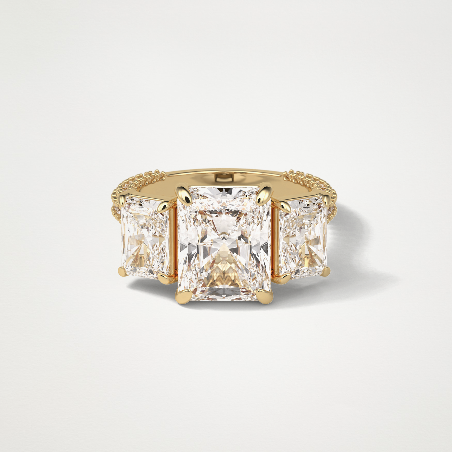 Radiant Pave & Three Stones Lab Grown Diamond Engagement Ring