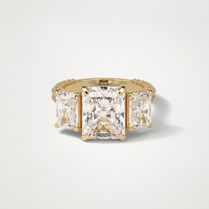 Radiant Pave & Three Stones Lab Grown Diamond Engagement Ring