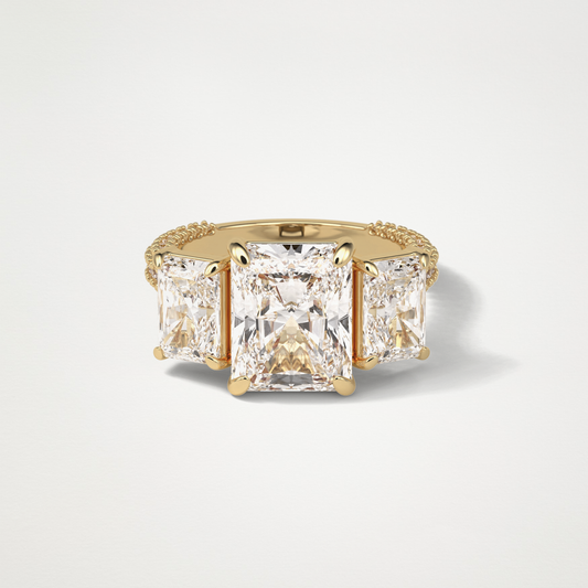 Radiant Pave & Three Stones Lab Grown Diamond Engagement Ring
