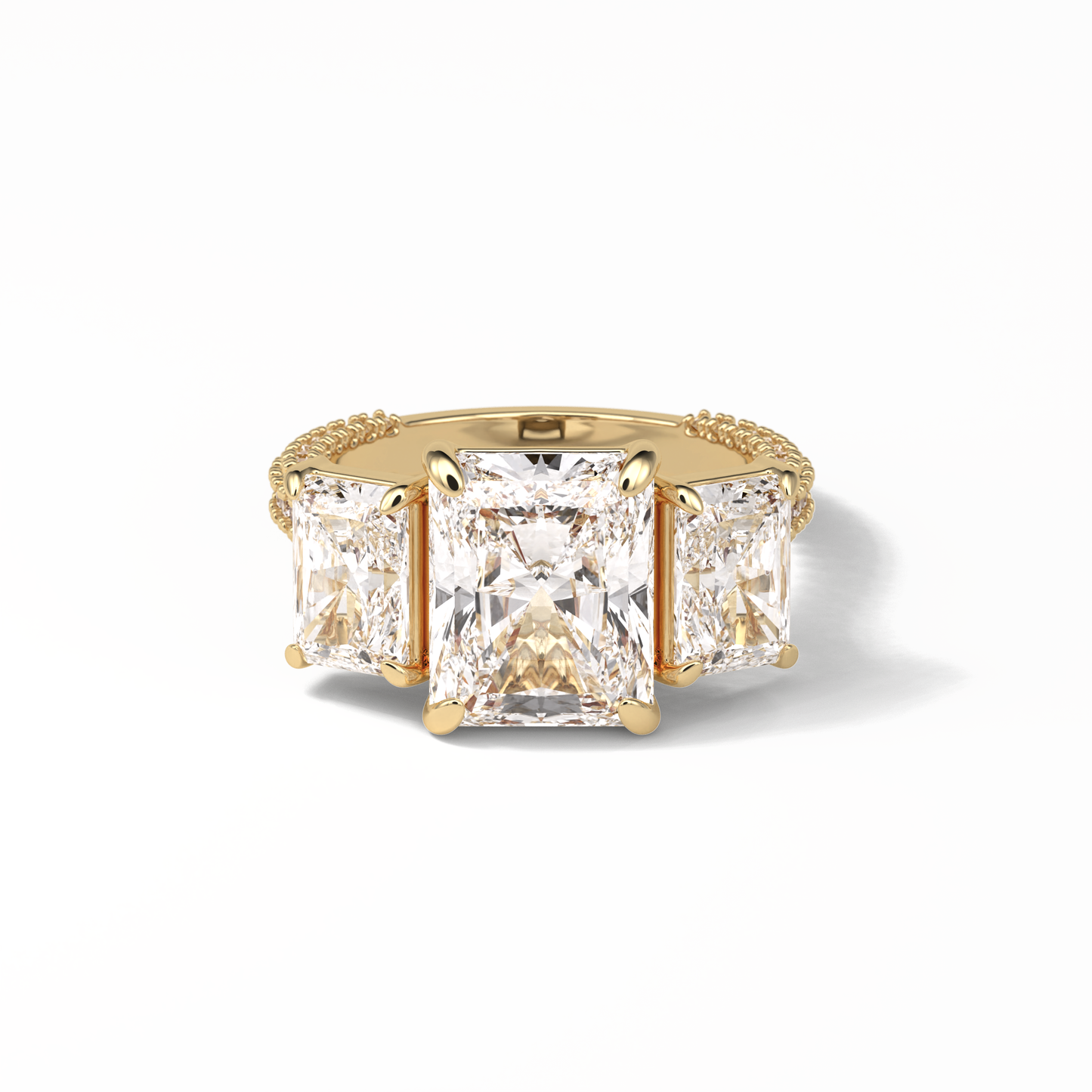 Radiant Pave & Three Stones Lab Grown Diamond Engagement Ring