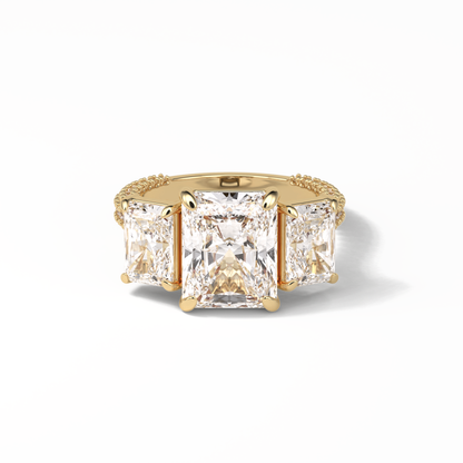 Radiant Pave & Three Stones Lab Grown Diamond Engagement Ring