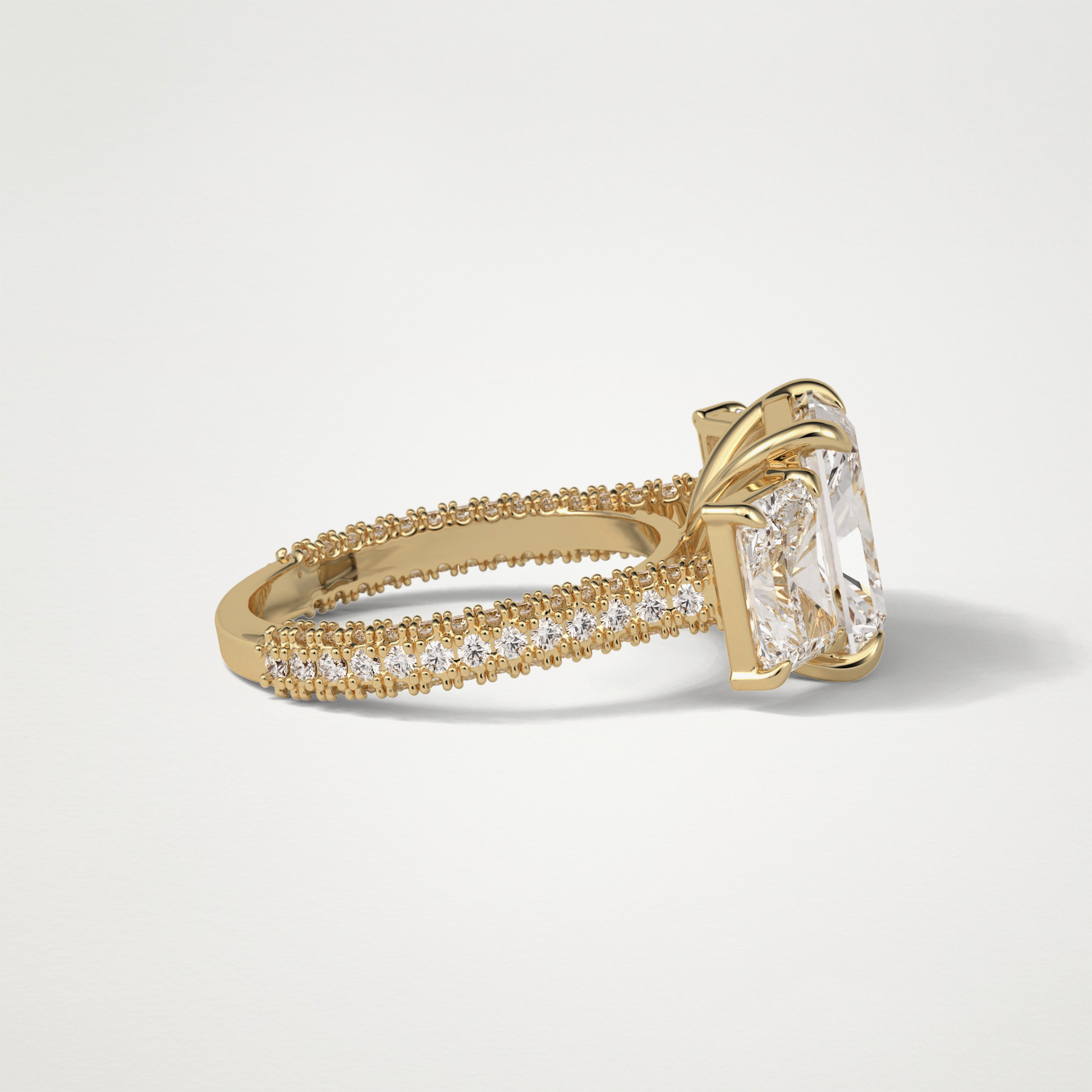 Radiant Pave & Three Stones Lab Grown Diamond Engagement Ring