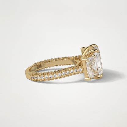 Radiant Pave & Three Stones Lab Grown Diamond Engagement Ring
