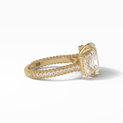Radiant Pave & Three Stones Lab Grown Diamond Engagement Ring