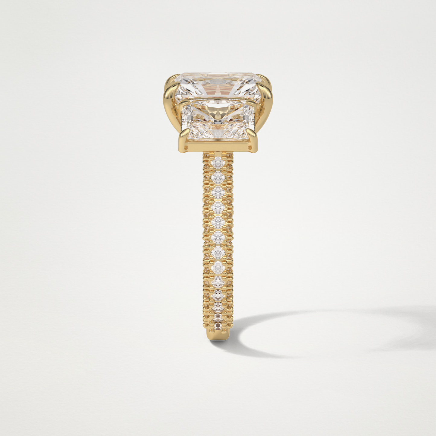 Radiant Pave & Three Stones Lab Grown Diamond Engagement Ring