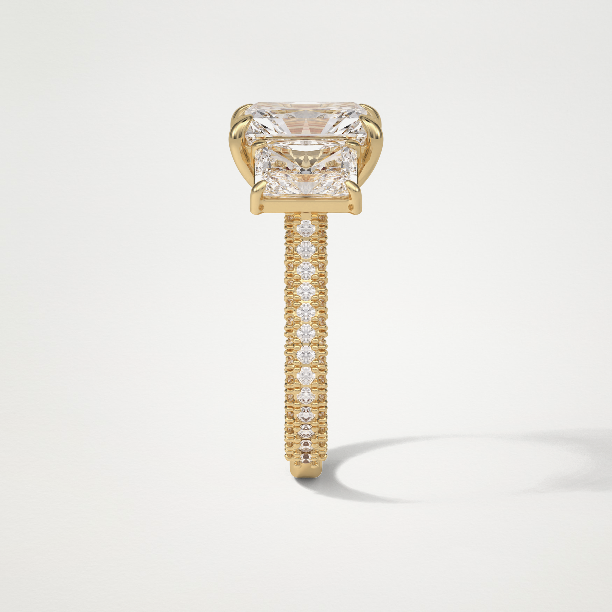 Radiant Pave & Three Stones Lab Grown Diamond Engagement Ring