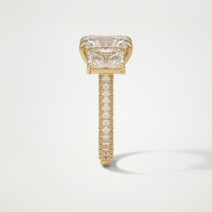 Radiant Pave & Three Stones Lab Grown Diamond Engagement Ring