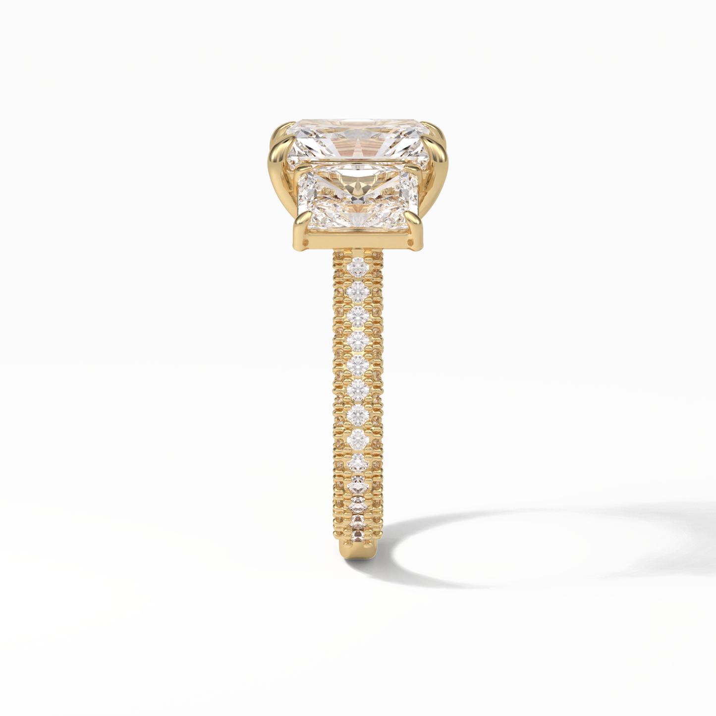 Radiant Pave & Three Stones Lab Grown Diamond Engagement Ring