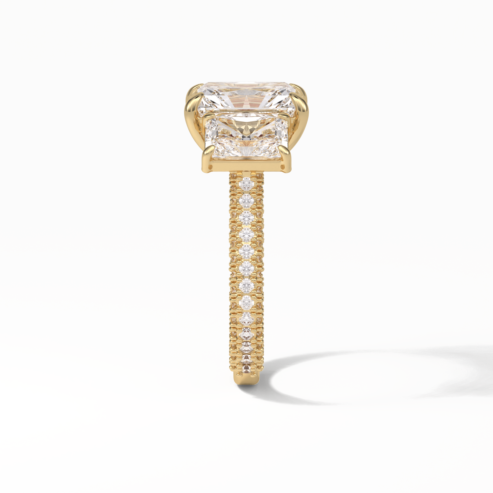 Radiant Pave & Three Stones Lab Grown Diamond Engagement Ring