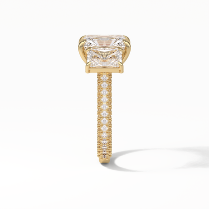 Radiant Pave & Three Stones Lab Grown Diamond Engagement Ring