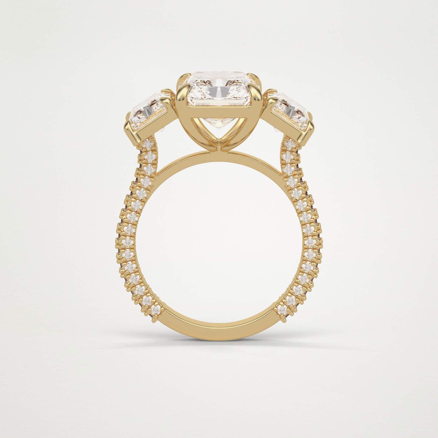 Radiant Pave & Three Stones Lab Grown Diamond Engagement Ring