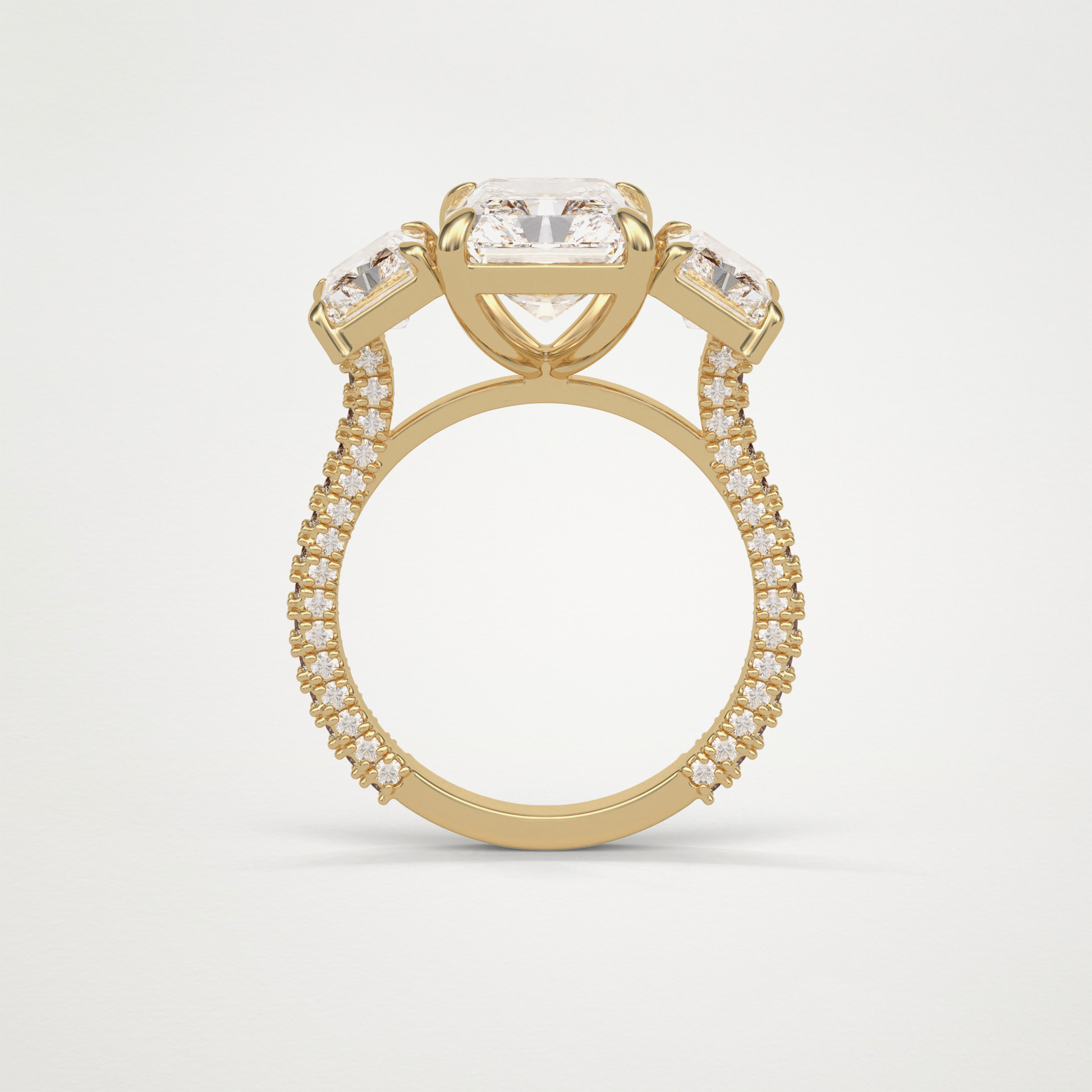 Radiant Pave & Three Stones Lab Grown Diamond Engagement Ring