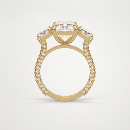 Radiant Pave & Three Stones Lab Grown Diamond Engagement Ring