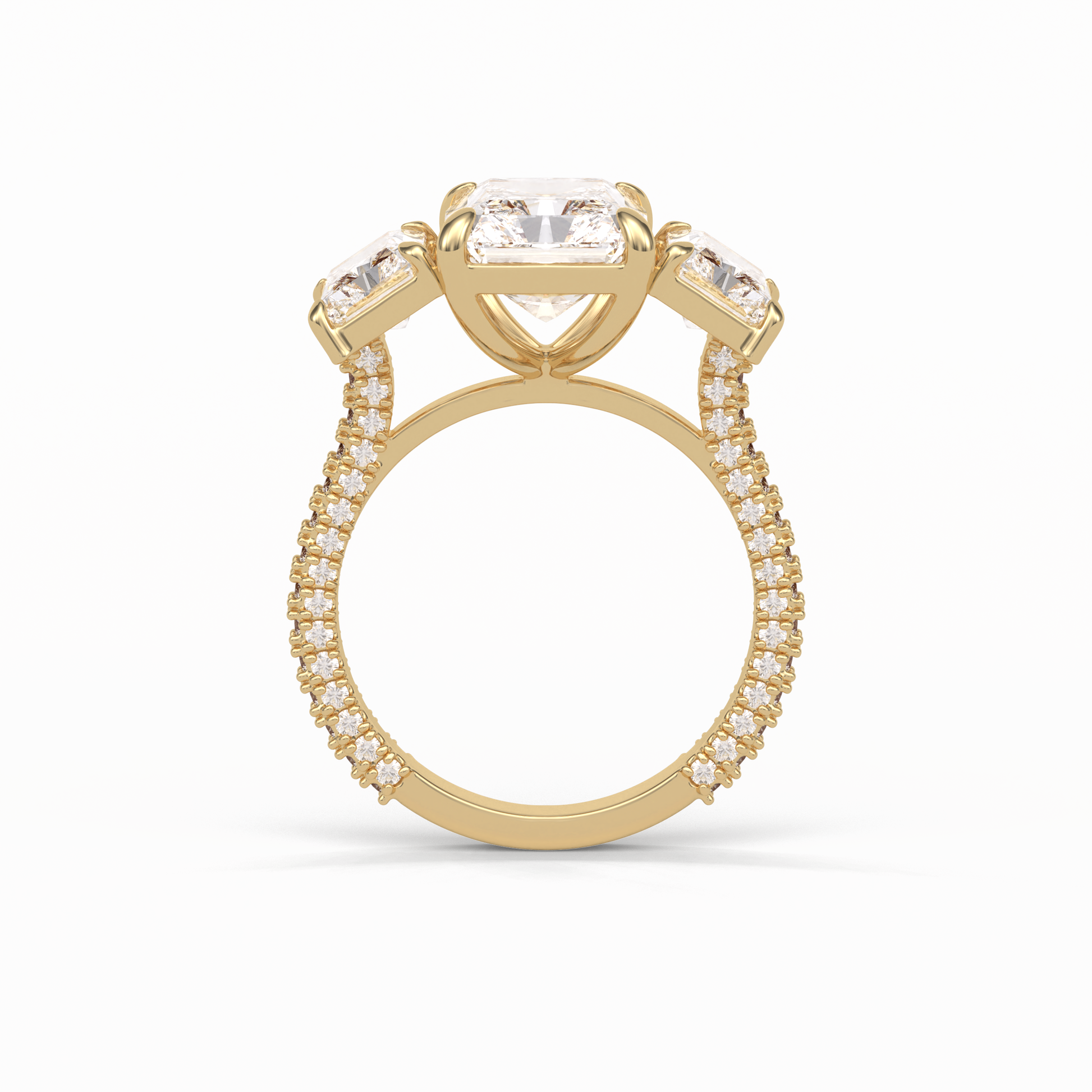 Radiant Pave & Three Stones Lab Grown Diamond Engagement Ring