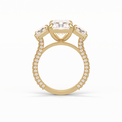 Radiant Pave & Three Stones Lab Grown Diamond Engagement Ring