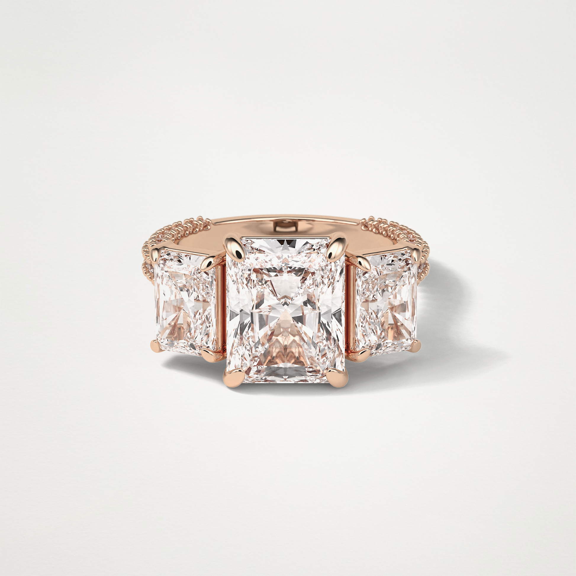 Radiant Pave & Three Stones Lab Grown Diamond Engagement Ring