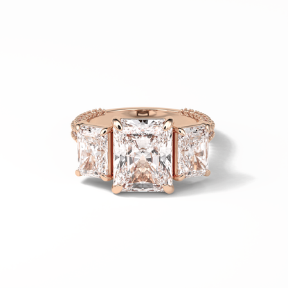 Radiant Pave & Three Stones Lab Grown Diamond Engagement Ring