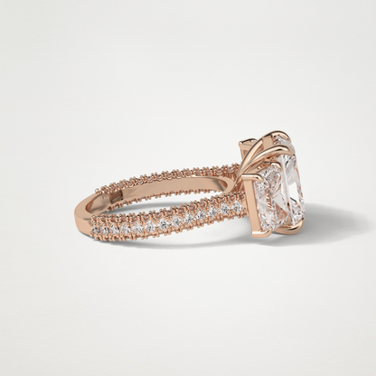 Radiant Pave & Three Stones Lab Grown Diamond Engagement Ring