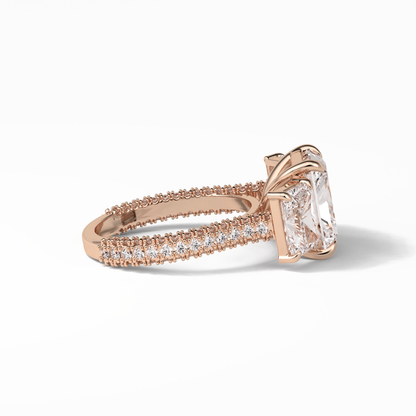 Radiant Pave & Three Stones Lab Grown Diamond Engagement Ring