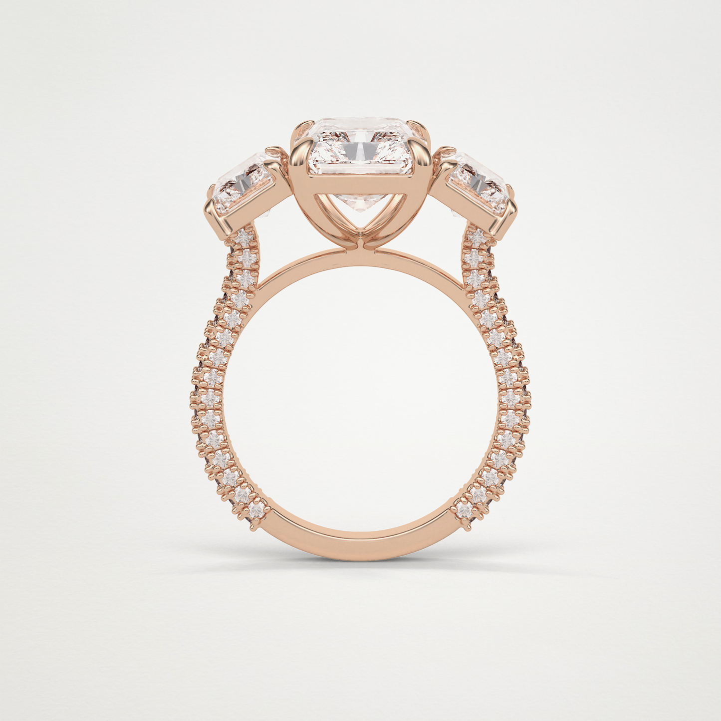 Radiant Pave & Three Stones Lab Grown Diamond Engagement Ring