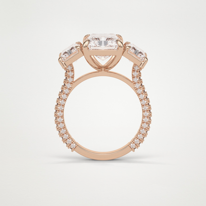 Radiant Pave & Three Stones Lab Grown Diamond Engagement Ring