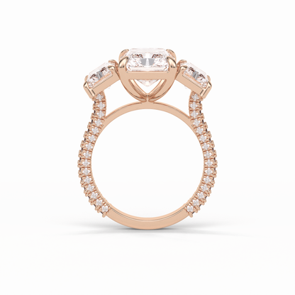 Radiant Pave & Three Stones Lab Grown Diamond Engagement Ring