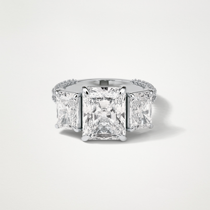 Radiant Pave & Three Stones Lab Grown Diamond Engagement Ring