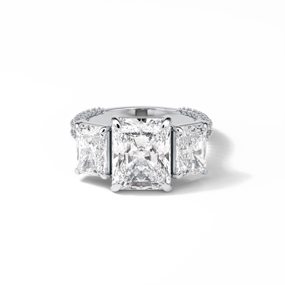 Radiant Pave & Three Stones Lab Grown Diamond Engagement Ring