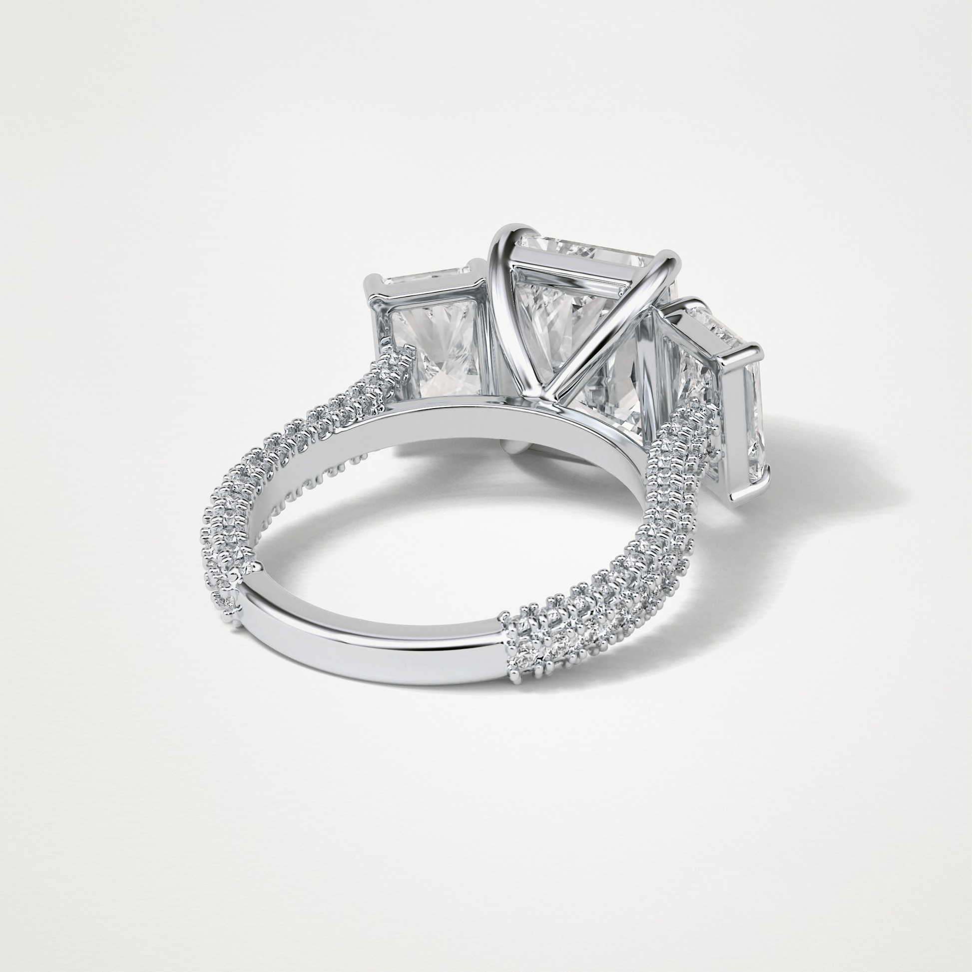 Radiant Pave & Three Stones Lab Grown Diamond Engagement Ring