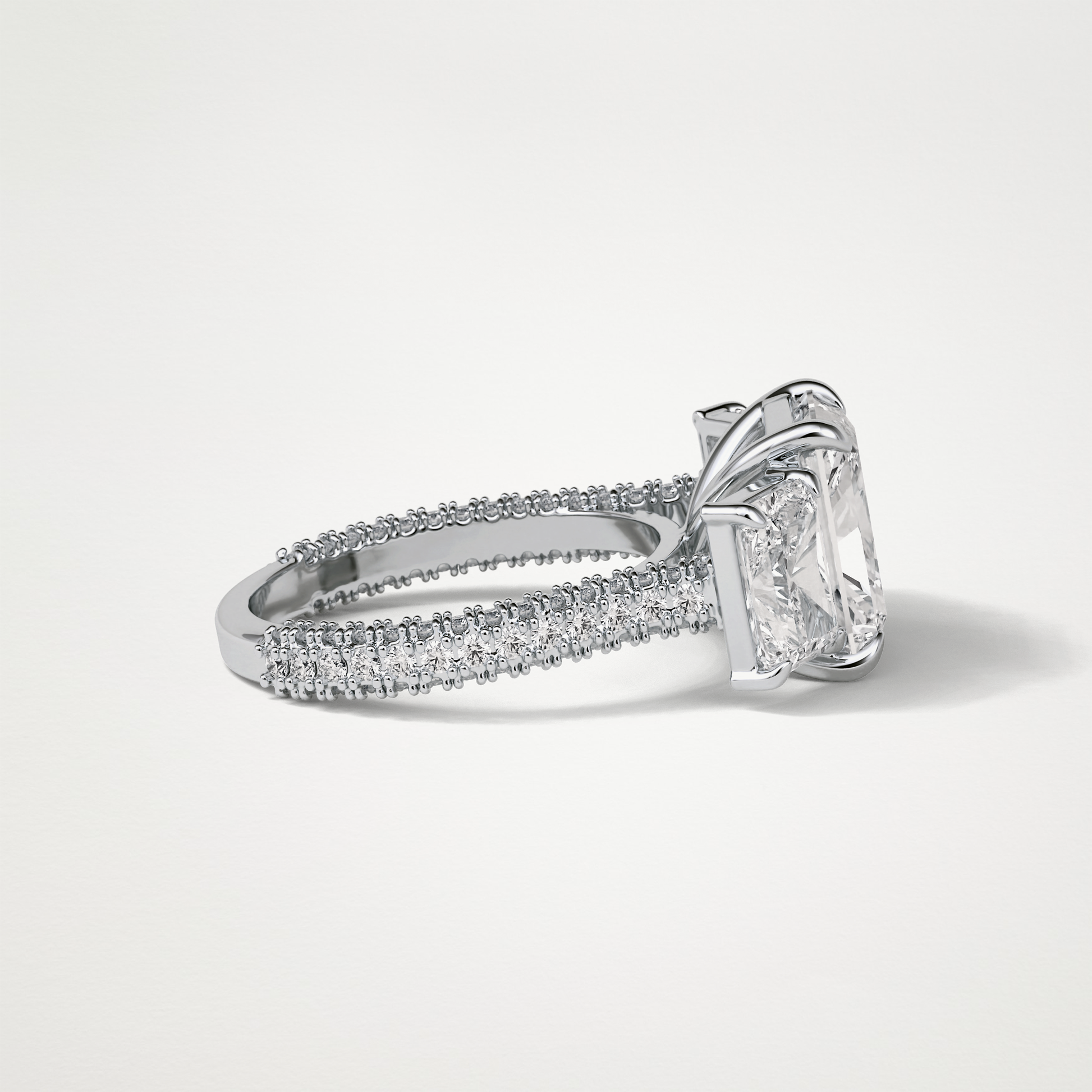 Radiant Pave & Three Stones Lab Grown Diamond Engagement Ring
