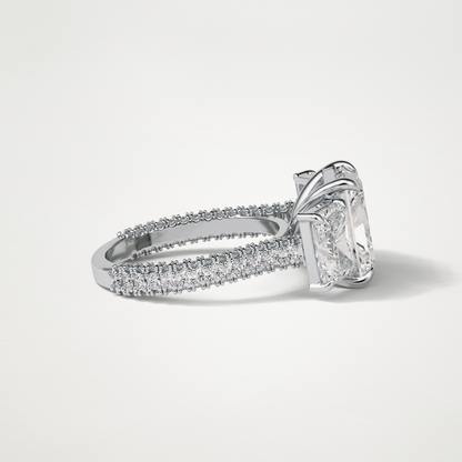 Radiant Pave & Three Stones Lab Grown Diamond Engagement Ring