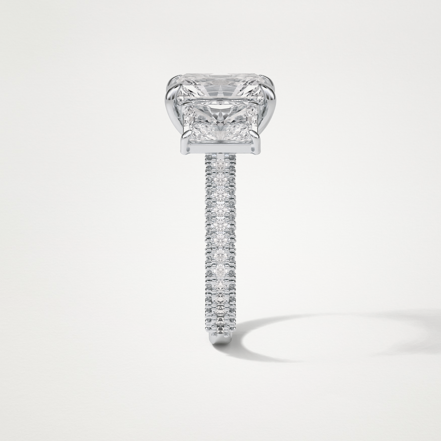 Radiant Pave & Three Stones Lab Grown Diamond Engagement Ring