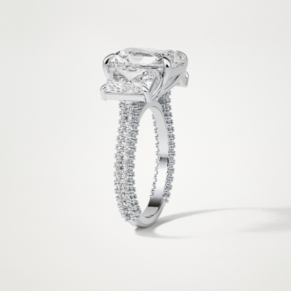 Radiant Pave & Three Stones Lab Grown Diamond Engagement Ring