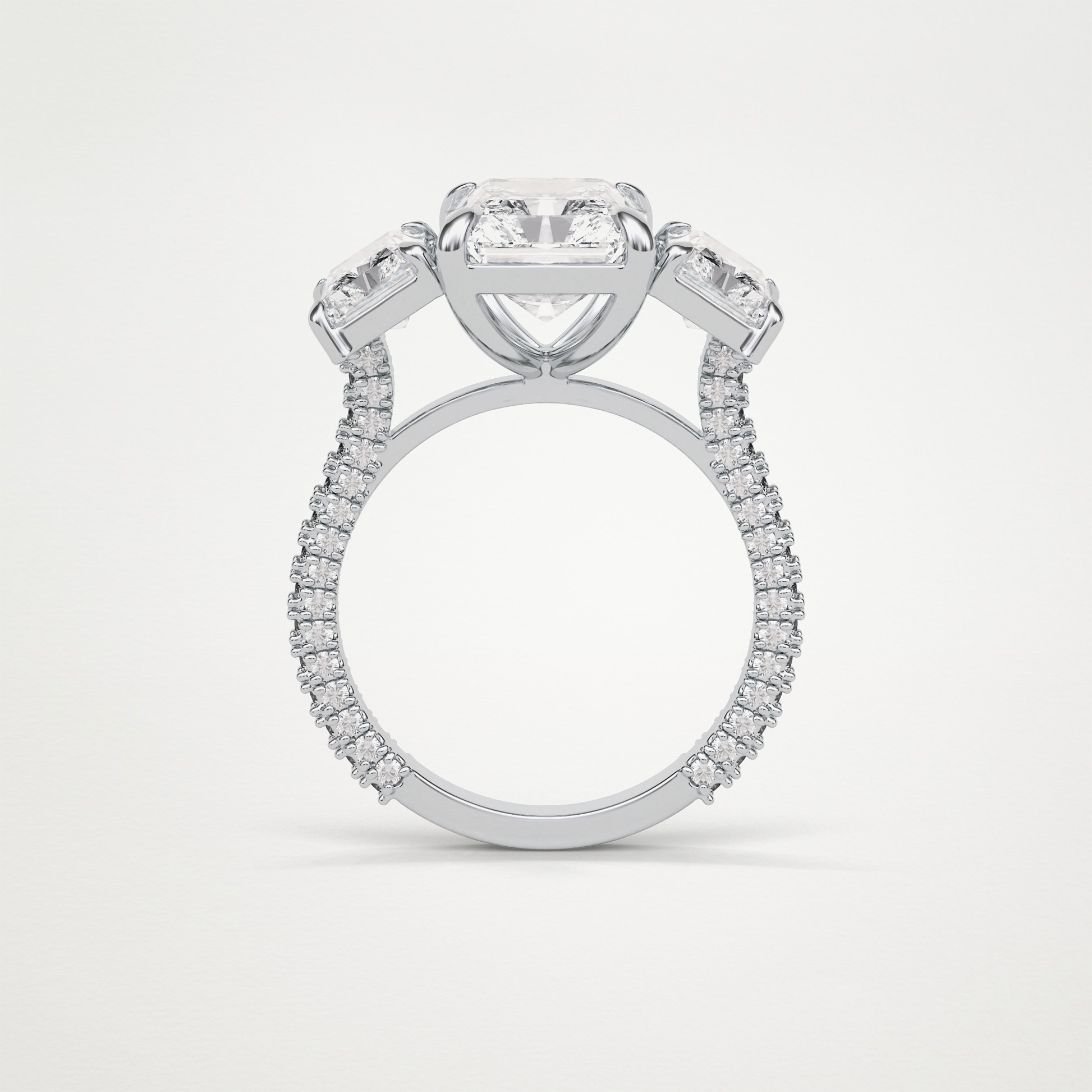 Radiant Pave & Three Stones Lab Grown Diamond Engagement Ring