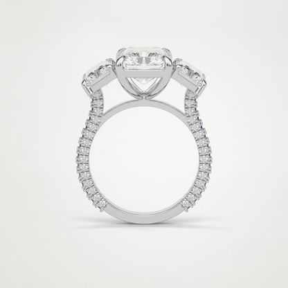 Radiant Pave & Three Stones Lab Grown Diamond Engagement Ring