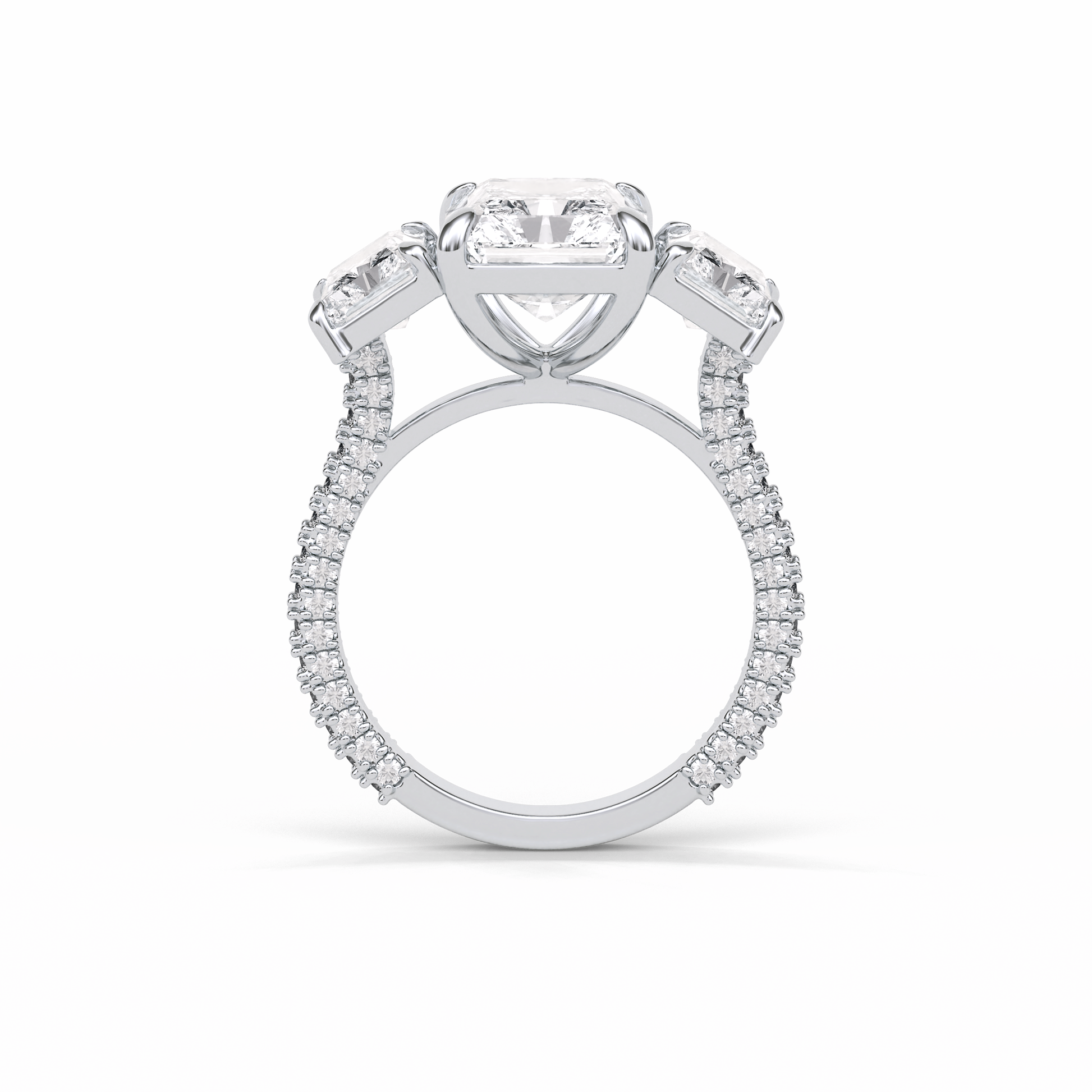 Radiant Pave & Three Stones Lab Grown Diamond Engagement Ring