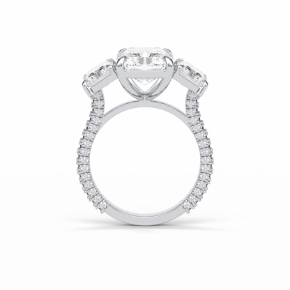 Radiant Pave & Three Stones Lab Grown Diamond Engagement Ring