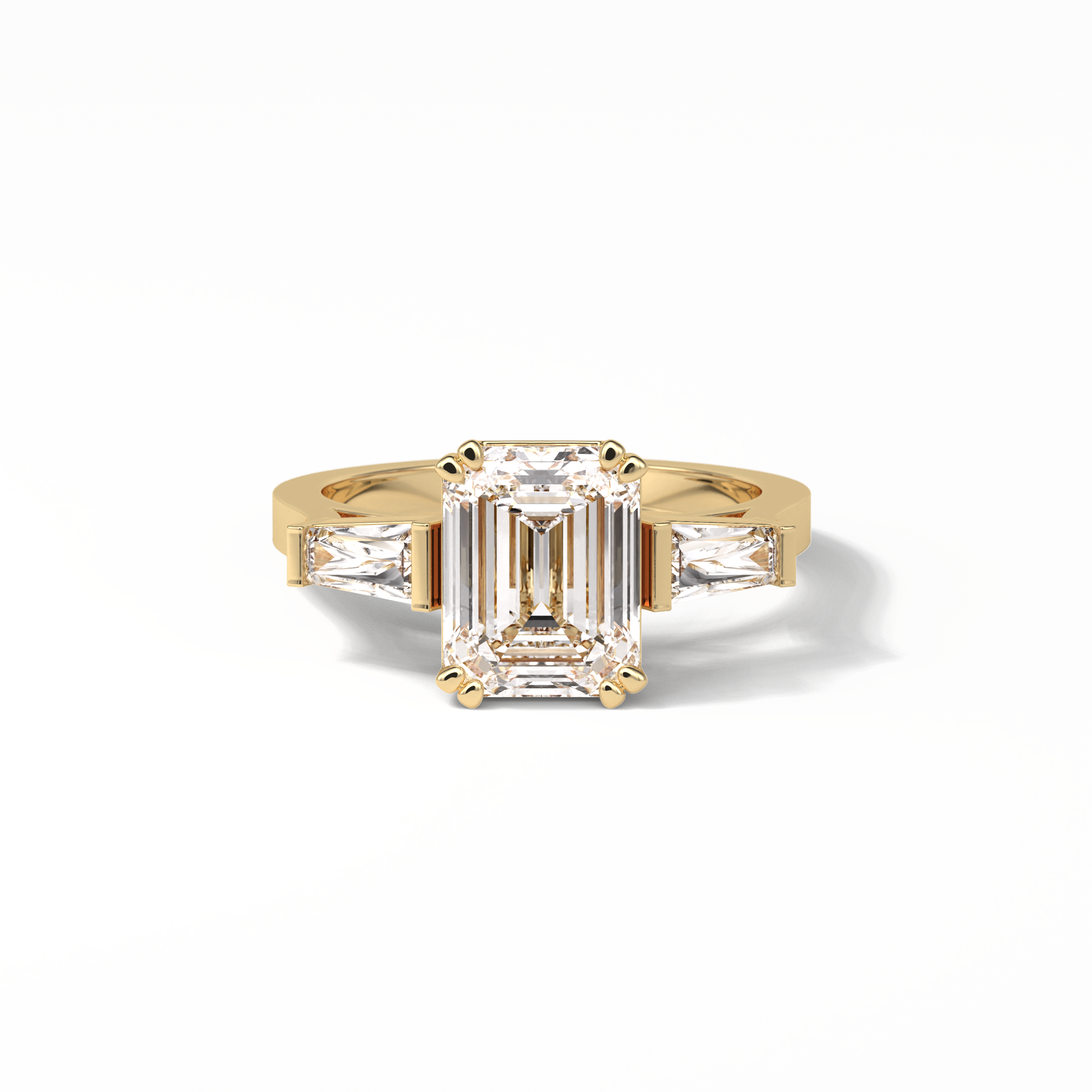 Emerald Three Stones Lab Grown Diamond Engagement Ring