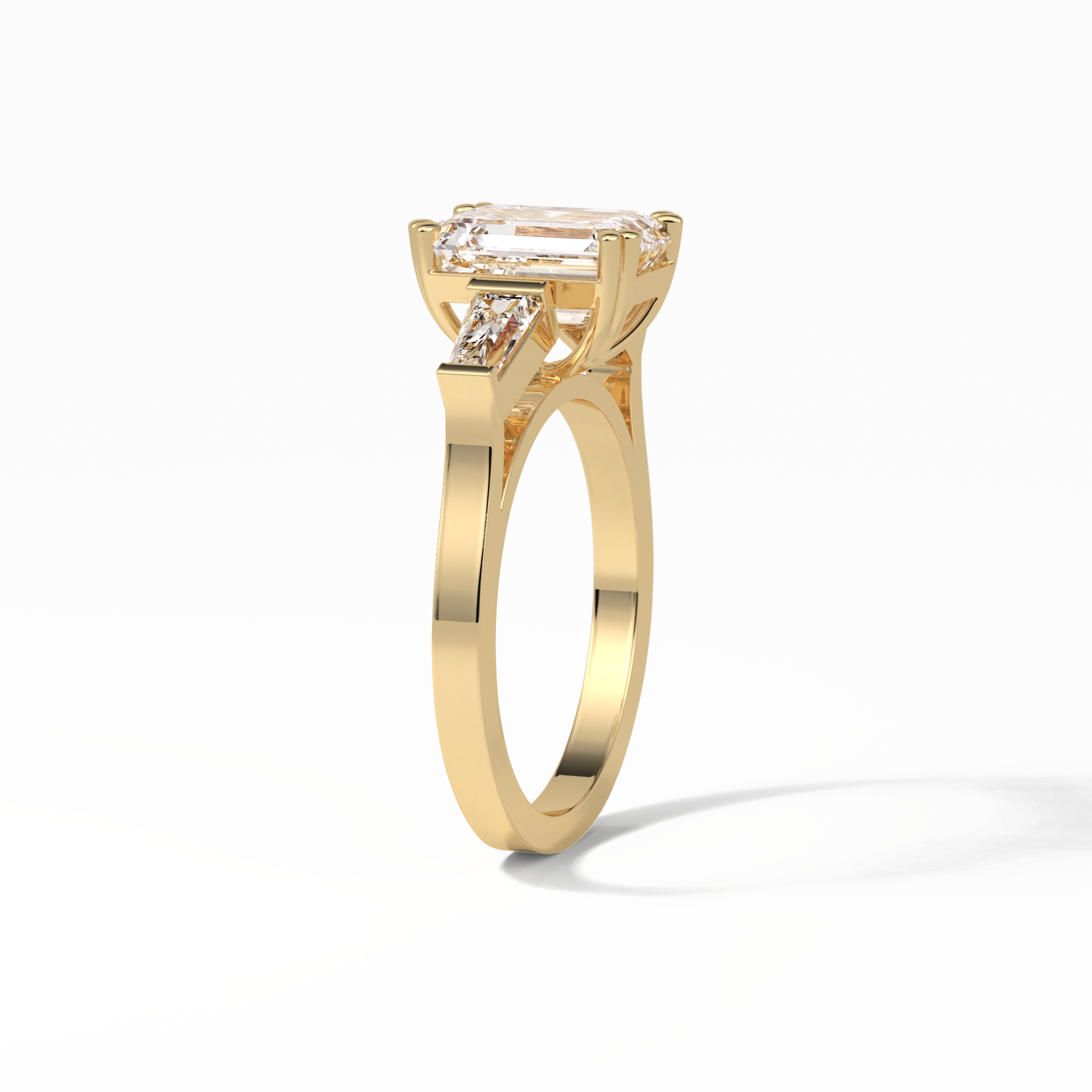 Emerald Three Stones Lab Grown Diamond Engagement Ring