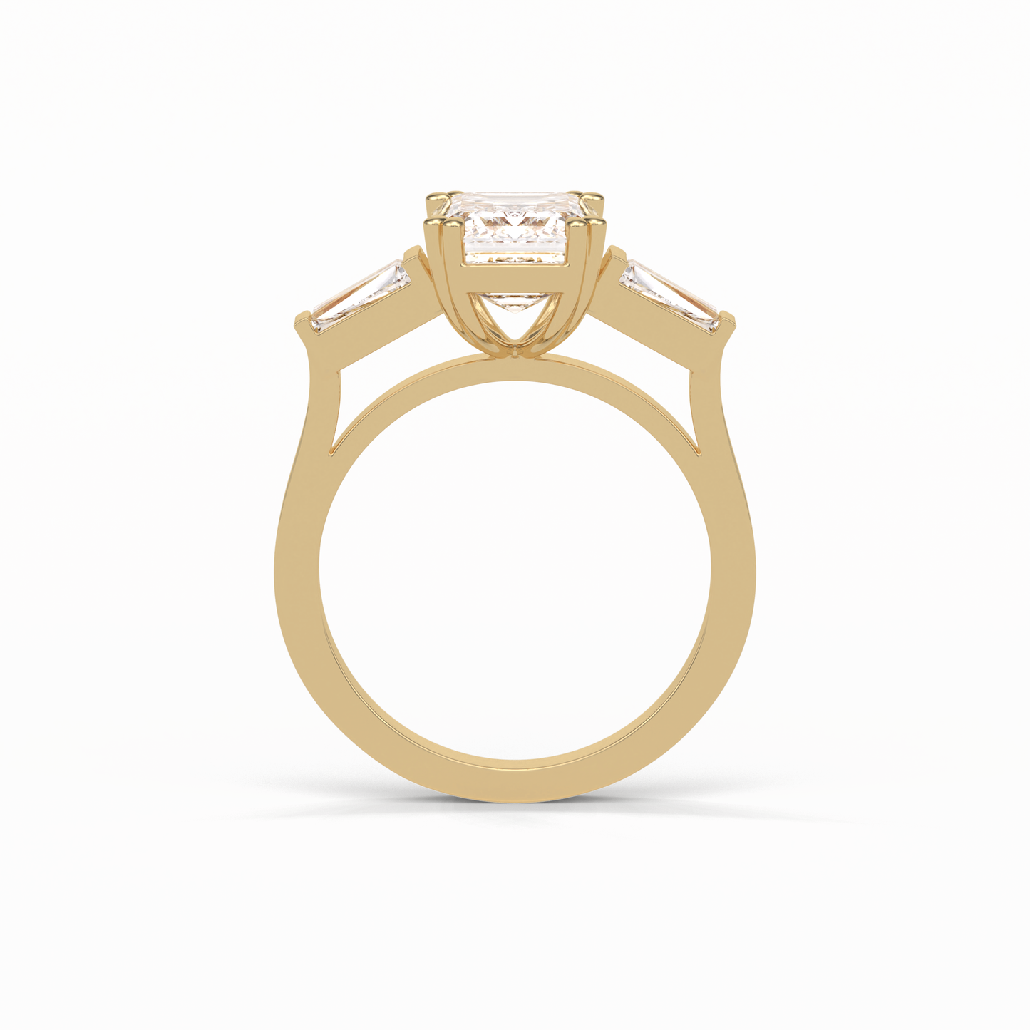 Emerald Three Stones Lab Grown Diamond Engagement Ring