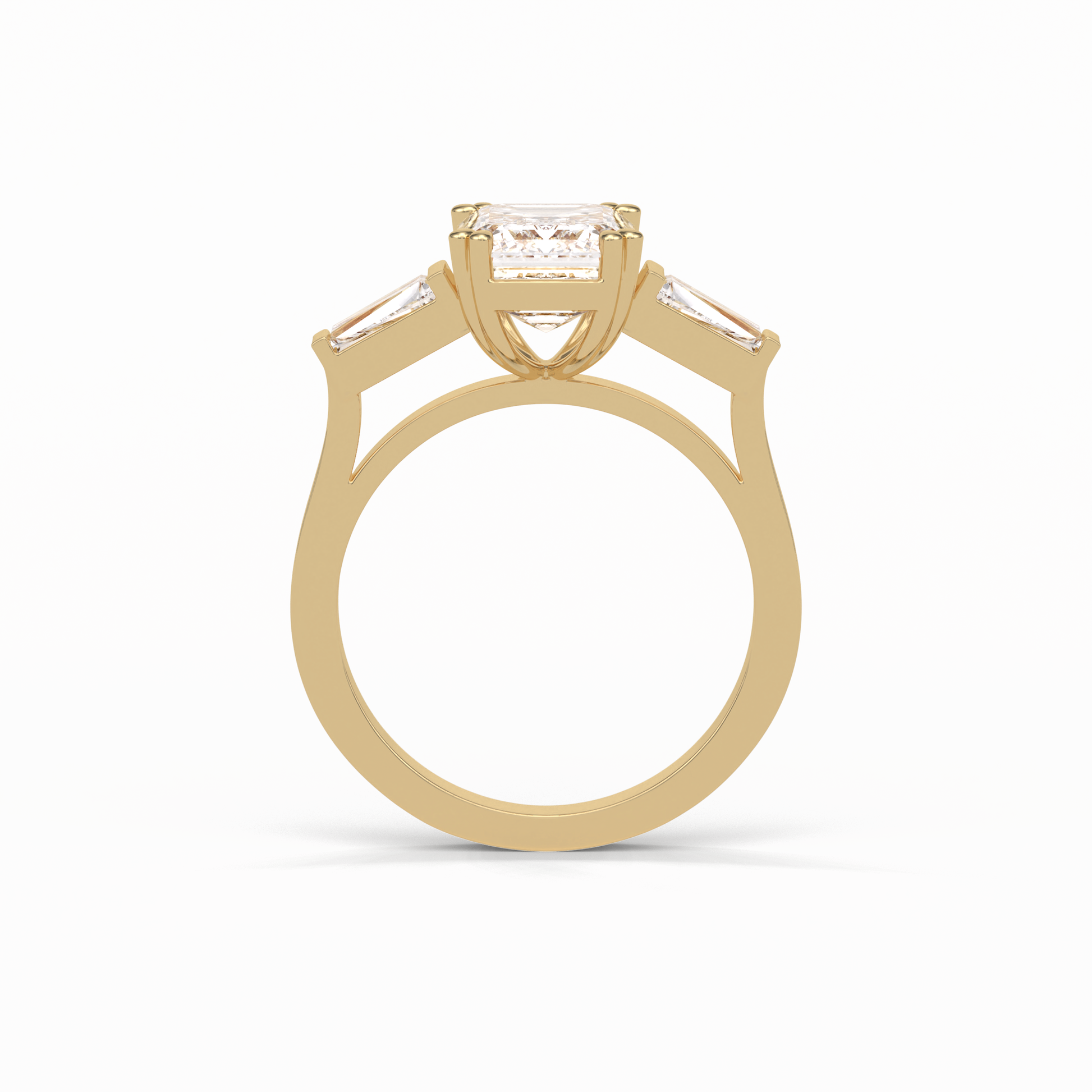 Emerald Three Stones Lab Grown Diamond Engagement Ring