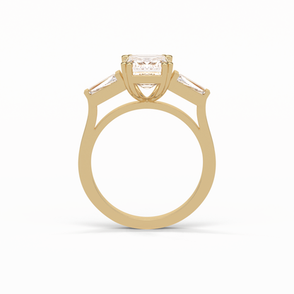 Emerald Three Stones Lab Grown Diamond Engagement Ring